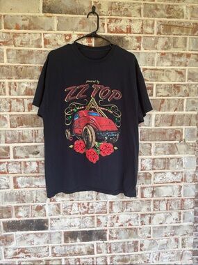 Black Graphic Band T‑Shirt with Red Car Artwork from 2015